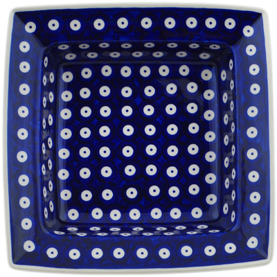 Polish Pottery Pasta Bowl 9&quot; Peacock Eyes