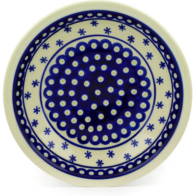 Polish Pottery Pasta Bowl 9&quot; Peacock Snowflake