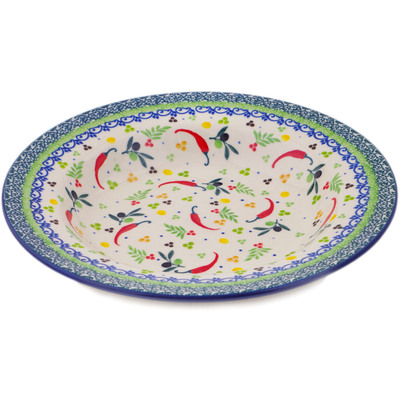 Polish Pottery Pasta Bowl 9&quot; Pepper Perfection UNIKAT