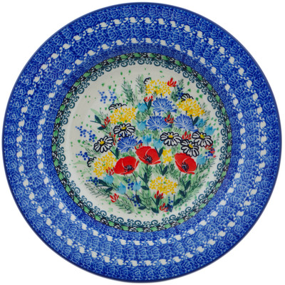 Polish Pottery Pasta Bowl 9&quot; Polish Garden UNIKAT