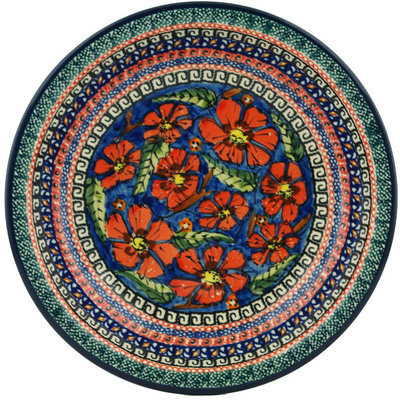 Polish Pottery Pasta Bowl 9&quot; Poppies UNIKAT