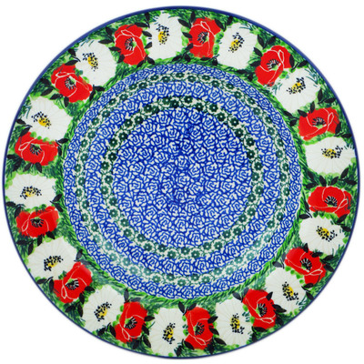 Polish Pottery Pasta Bowl 9&quot; Poppy Beauty UNIKAT