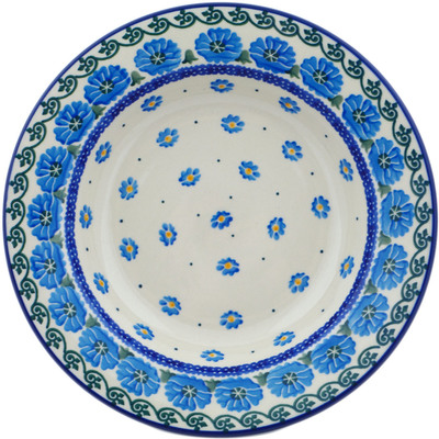 Polish Pottery Pasta Bowl 9&quot; Poppy Circle