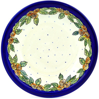 Polish Pottery Pasta Bowl 9&quot; Red Cabbage Roses