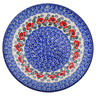 Polish Pottery Pasta Bowl 9&quot; Red Poppies On Blue