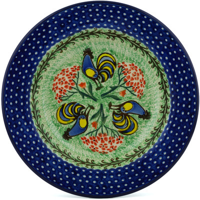 Polish Pottery Pasta Bowl 9&quot; Rooster Dance UNIKAT