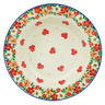 Polish Pottery Pasta Bowl 9&quot; Rosey Starburst Poppy UNIKAT