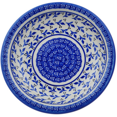 Polish Pottery Pasta Bowl 9&quot; Royal Azure Rings UNIKAT