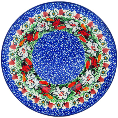 Polish Pottery Pasta Bowl 9&quot; Scarlet Flora UNIKAT