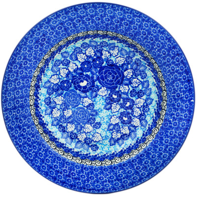 Polish Pottery Pasta Bowl 9&quot; Shades Of Blue UNIKAT