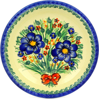Polish Pottery Pasta Bowl 9&quot; Spring Garden UNIKAT