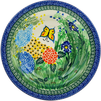 Polish Pottery Pasta Bowl 9&quot; Spring Garden UNIKAT