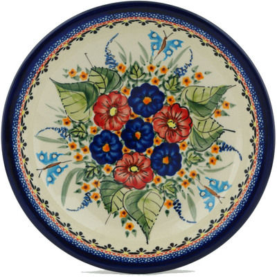 Polish Pottery Pasta Bowl 9&quot; Spring Splendor UNIKAT