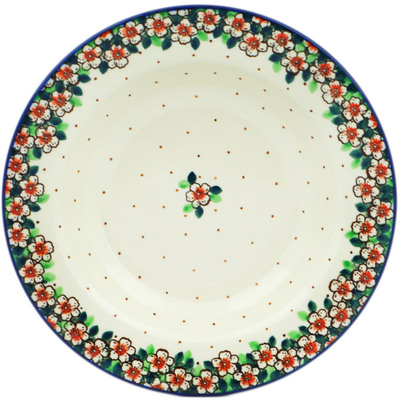 Polish Pottery Pasta Bowl 9&quot; Strawberry Blossom