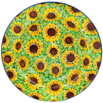 Polish Pottery Pasta Bowl 9&quot; Sunflower Bliss UNIKAT