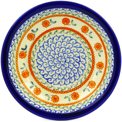 Polish Pottery Pasta Bowl 9&quot; Sunflower Waves