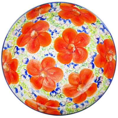 Polish Pottery Pasta Bowl 9&quot; Sunrise Petals UNIKAT