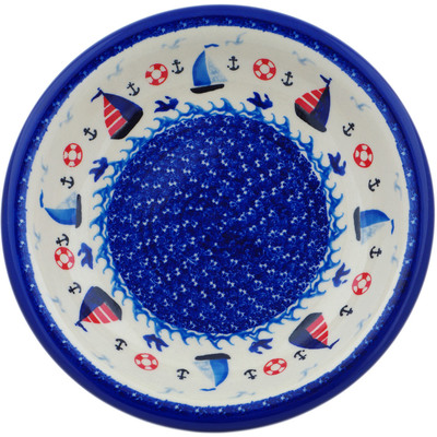 Polish Pottery Pasta Bowl 9&quot; Sweet Sailboats