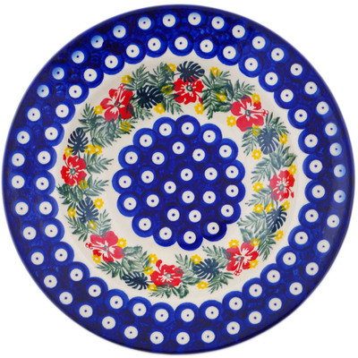 Polish Pottery Pasta Bowl 9&quot; Tropical Peacock UNIKAT