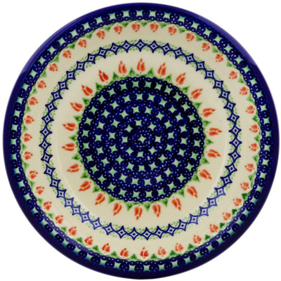 Polish Pottery Pasta Bowl 9&quot; Tulips And Diamonds