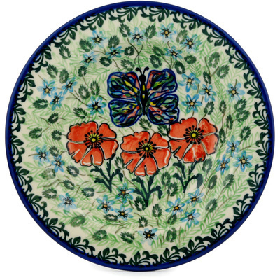 Polish Pottery Pasta Bowl 9&quot; Watercolor Butterfly UNIKAT