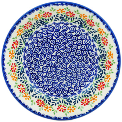 Polish Pottery Pasta Bowl 9&quot; Wave Of Flowers