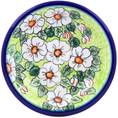 Polish Pottery Pasta Bowl 9&quot; White Flower Bouquet UNIKAT