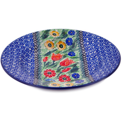 Polish Pottery Pasta Bowl 9&quot; Wildflower Path UNIKAT