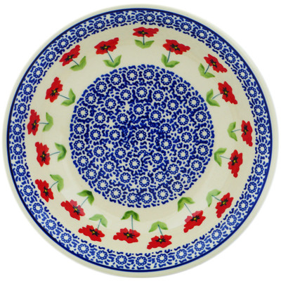 Polish Pottery Pasta Bowl 9&quot; Wind-blown Poppies