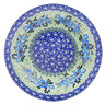 Polish Pottery Pasta Bowl 9&quot; Windswept Blues UNIKAT