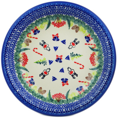 Polish Pottery Pasta Bowl 9&quot; Winter Sights UNIKAT