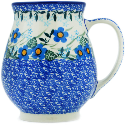 Polish Pottery Pear Mug Blue Joy