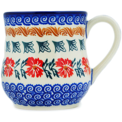 Polish Pottery Pear Mug Red Cornflower