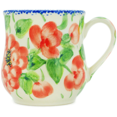 Polish Pottery Pear Mug Ruby Hydrangea UNIKAT