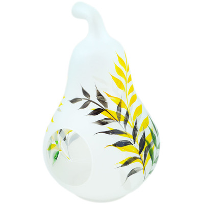 Glass Pear Shaped Jar 12&quot; Frosty Leaves