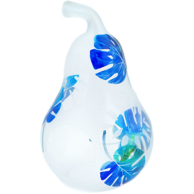 Glass Pear Shaped Jar 12&quot; Frosty Leaves