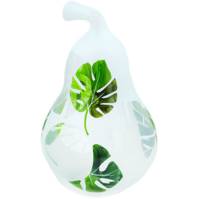 Glass Pear Shaped Jar 12&quot; Frosty Leaves