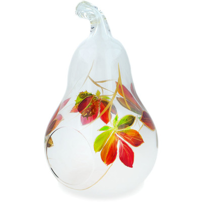 Glass Pear Shaped Jar 12&quot; Orange Fall Glass