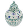 Polish Pottery Pear Shaped Jar 6&quot; Lucky Blue Clover