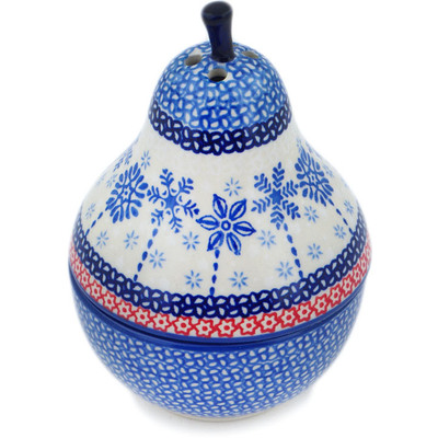 Polish Pottery Pear Shaped Jar 6&quot; Winter Sights UNIKAT