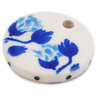 Polish Pottery Pendant 1&quot; Blooming In Blue