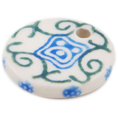 Polish Pottery Pendant 1&quot; Blue Passion