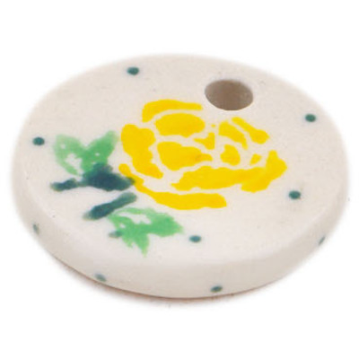 Polish Pottery Pendant 1&quot; Evening Rose