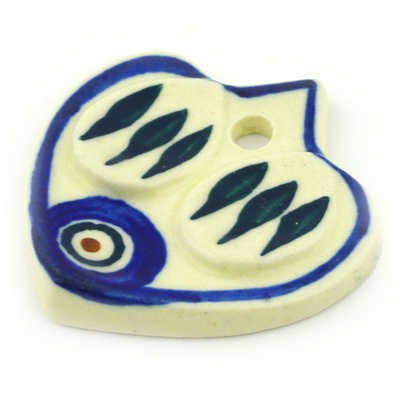 Polish Pottery Pendant Keychain 2&quot; Blue Peacock