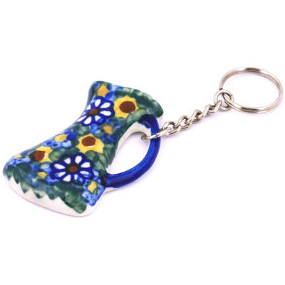 Polish Pottery Pendant Keychain 2&quot; UNIKAT