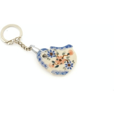 Polish Pottery Pendant Keychain 3&quot; Floral Simplicty