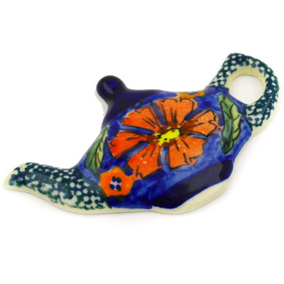 Polish Pottery Pendant Keychain 3&quot; Poppies UNIKAT