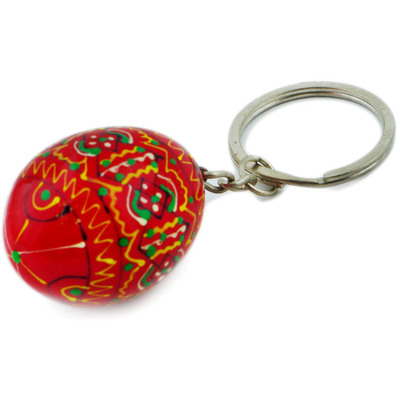 Wood Pendant Keychain 3&quot; Red