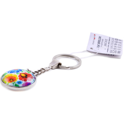 Plastic Pendant Keychain 4&quot; White Folk