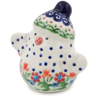 Polish Pottery Penguin Figurine 4&quot; Spring Flowers